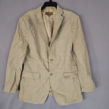 Blue Pronto Uomo Men's Blazer Beige Medium Linen Cotton Spandex