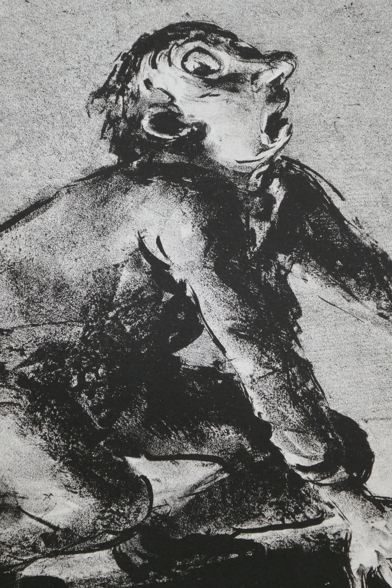 A. Paul Weber, Original Lithographie, signiert, Brille/Blind