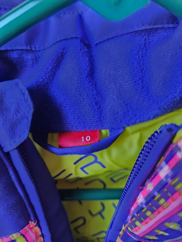 Jaqueta de esqui Spyder infantil meninas tamanho 10 – roxo rosa neon impermeável casaco de inverno - Imagem 3 de 4