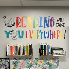 Reading Will Take You Everywhere Inspirational Quote Wall Decal Sticker, Moti...