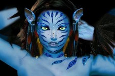 Xotic Blue Costume Rhinestone Body Art Sticker Set - Vatara Stripes