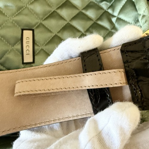 ¡Nuevo! ¡Exclusivo de Gucci! Cinturón con hebilla Cocodrilo Caimán Millennium GG talla 70 $1800. - Imagen 5 de 8