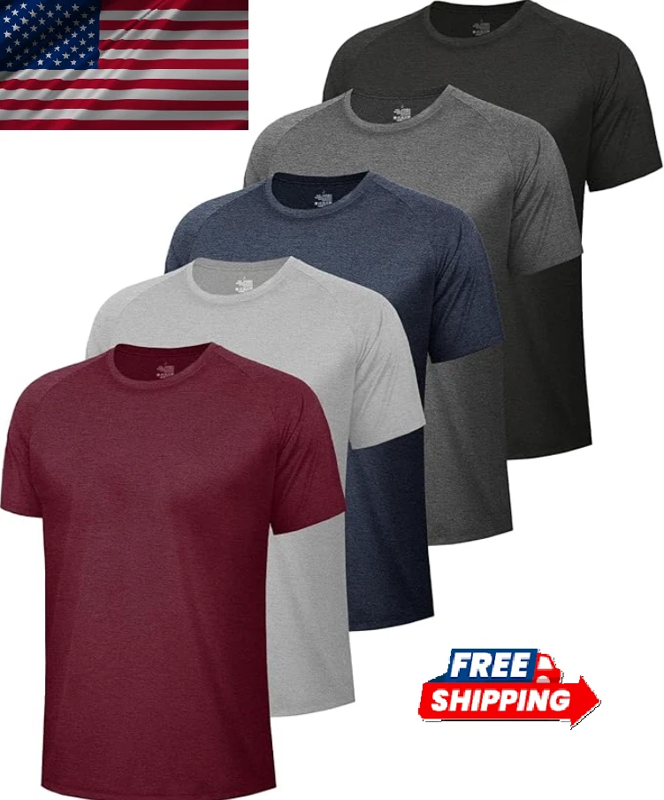 Men's 5 Pack Workout Shirts Quick Dry Black Short Sleeve Gym Tees
Opens in a new window or tab