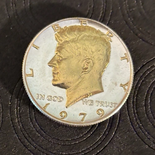 DANBURY MINT,   1979 KENNEDY HALF DOLLAR, GOLD AND SILVER