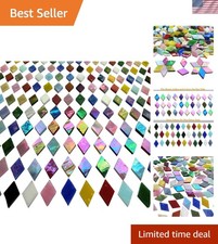 Magic Iridescent Mosaic Tiles for Crafts, 530 Pieces Colorful Stained Glass Shee