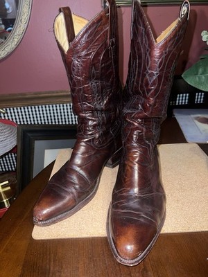 Dan Post Western Cowboy Boots Made In Spain Soft Leather Brandy Brown Size 10.5D