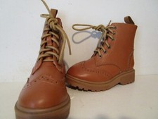 ZBY Kids Girls Side Zip Combat Ankle Boots Brown Size 9