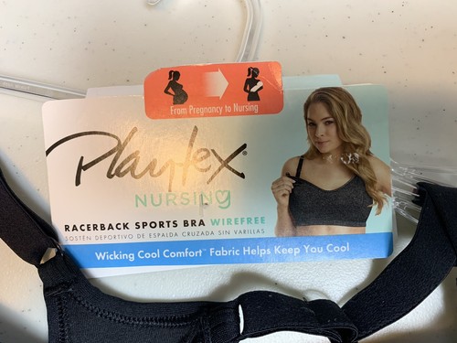 Playtex Nursing RacerBack Sports Comfort Flex Bra Wirefree Small Black 3010 NWT - Picture 5 of 7