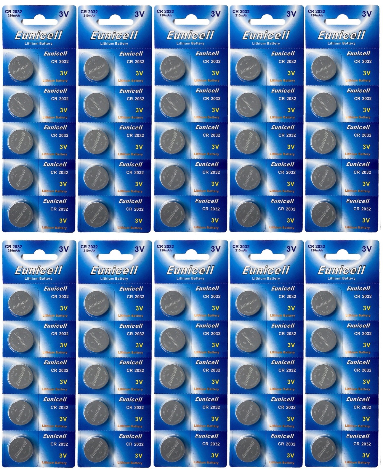 Thumbnail - 50 X Cr2032 3v Lithium Batterie Auf 10 Blistercard A 5 Stück Eunicell