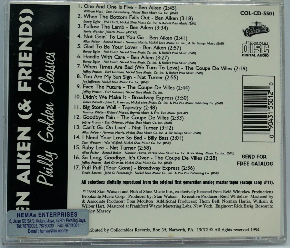 Ben Aiken (And Friends) : Philly Golden Classics CD Album - RARE - Image 2 of 3