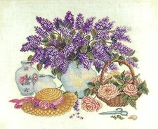 Eva Rosenstand Counted Cross Stitch Lilacs & Hat 20 x 16 Clara Weaver Wichelt