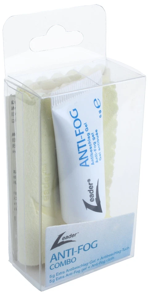 LEADER® Leader Anti-Fog Combo: Hoch effektives Antibeschlag-Gel und Tuch für klare Sicht