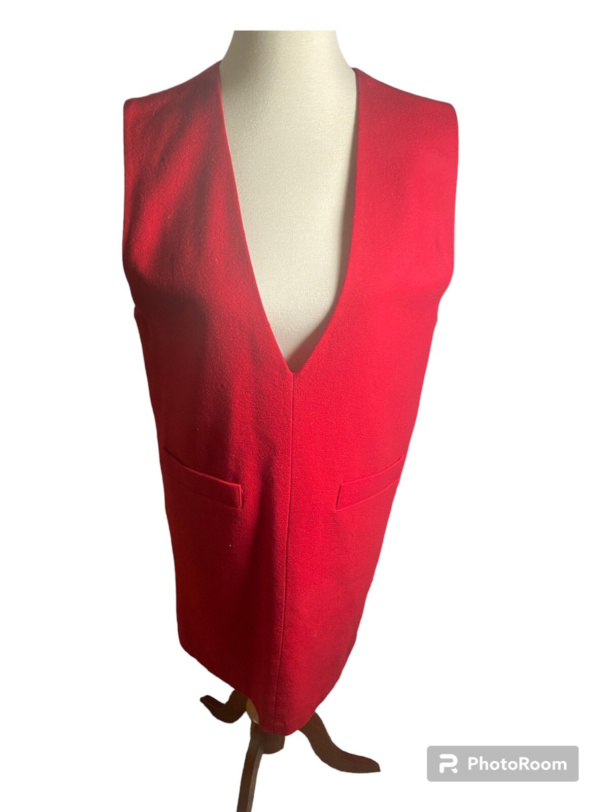 Vintage 80s Red Wool Oversized Dress With False Pockets In Front. Size ...