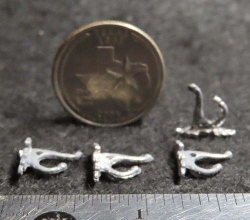 Coat Hanger Hooks Set 3 Metal Decor Unfinished Wall 1:12 Mini 1624 - Picture 5 of 5