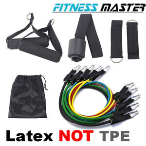 Latex 11PCS Heavy Duty Resistance Band Tube Power Gym Yoga Training Fitness 