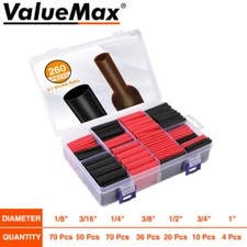 Valuemax Heat Shrink Tubing Kit 3:1 Industrial Electrical Shrink Tube 260PCS USA