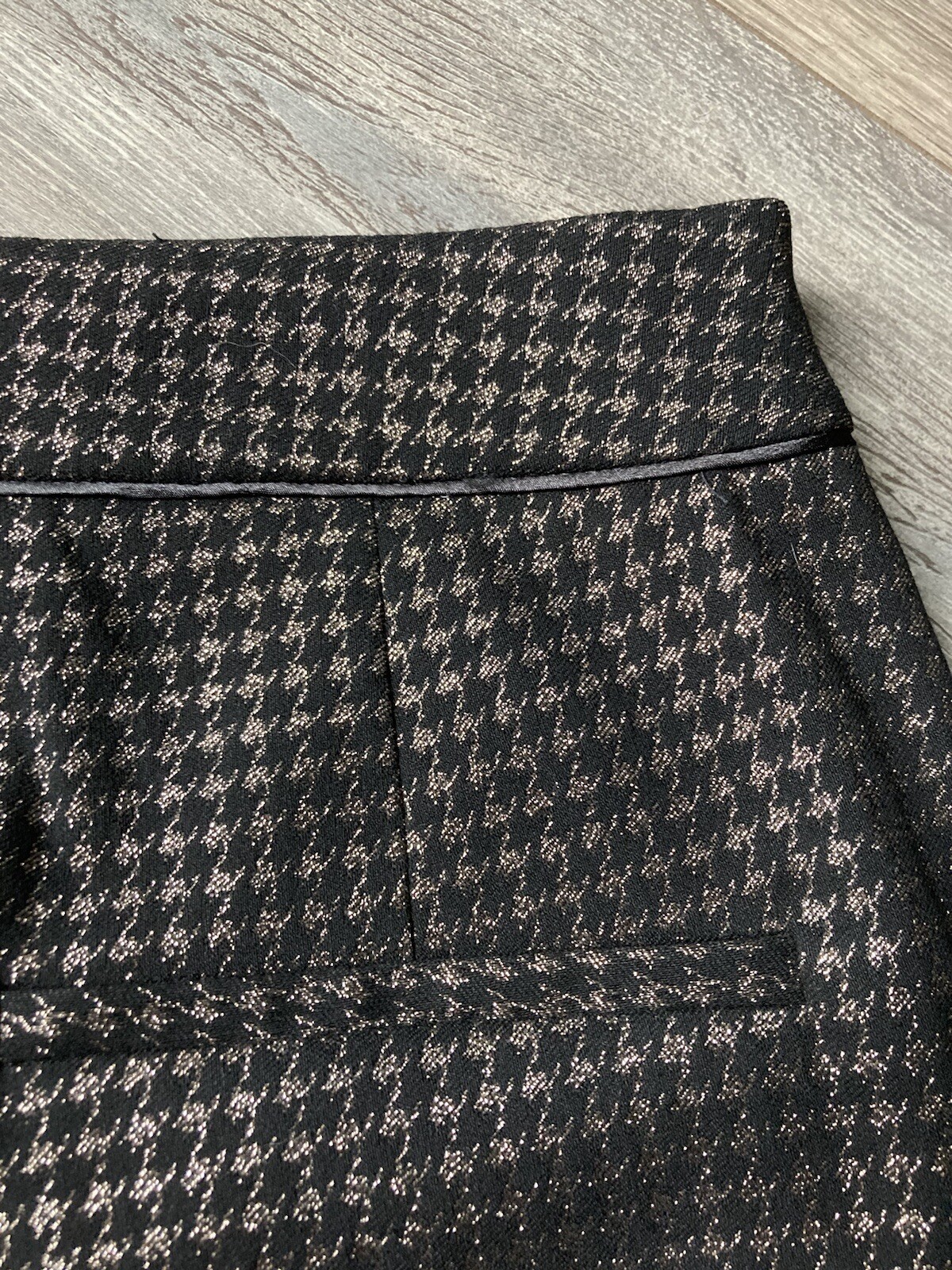 Trousers pants Dogtooth checked Black Gold Stretchy Slim Party Zara look  12 image 5