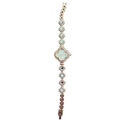 Clover Charm watch wristwatch Shamrock Gold luxury quartz rhinestones bracelet - Picture 11 of 28