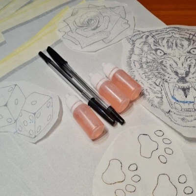 Tattoo Stencil Transfer Kit – A4 Paper, Pen & Stencil Application Fluid Gel UK