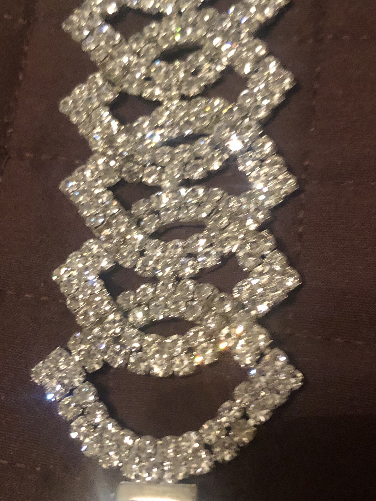 7”  Silver Tone Clear Rhinestone Statement Bracel… - image 3