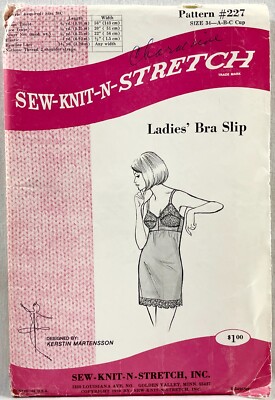 1970 Sew Knit N Stretch Sewing Pattern 227 Womens Bra Slip Sz 34 A-B-C Cup 16026