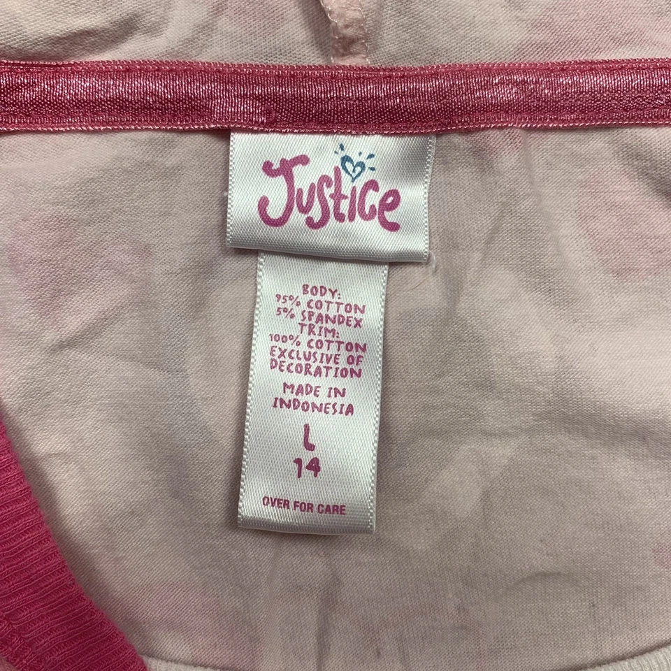 Justice Girls Grande (14) Manga Larga Con Capucha Cuello en V Rosa Corazón Suéter Pullover Foto 4 de 4