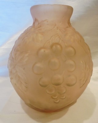 Ancien Vase en Verre d'Empoli Bleu Motif Fruits Raisin Italy 60's Collection