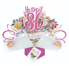 Happy 80th Birthday Pop-Up Greeting Card Original Second Nature 3D Pop Up Cards