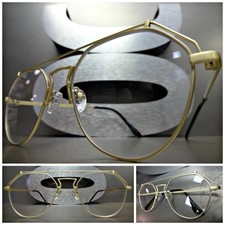 Men or Women Classic VINTAGE RETRO Style Clear Lens EYE GLASSES Gold Metal Frame