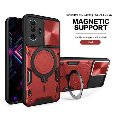 For Xiaomi Redmi K40 Gaming, Luxury Armor Slide Lens Camera Cover Magnetic Case