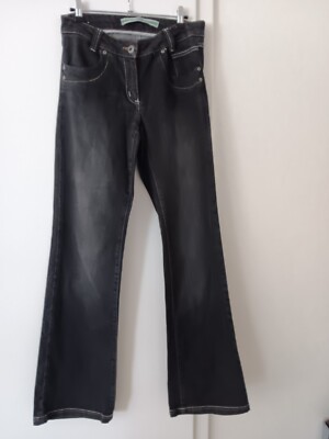 Damen Jeans Marke BAMBOO, schwarz, Denim, ausgestelltes Bein, Gr. 28/34