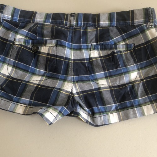 Pantalones cortos de tiro bajo Abercrombie & Fitch Y2K 00s? Talla 00 Cuadros Blanco Azul - Imagen 12 de 15