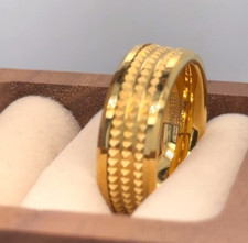 Yellow Gold Tungsten Unisex Ring Jagged Center Stylish Ring Gift For Girlfriend