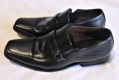 CALL IT SPRING VEGAN Shoes Black Leather Men Slip On Loafer Buckle Sz 11 
