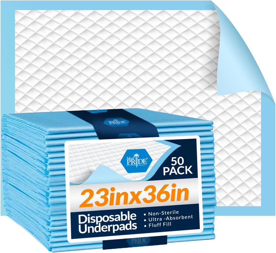 Medpride Disposable Underpads 23'' X 36'' (50Count) Incontinence Pads
