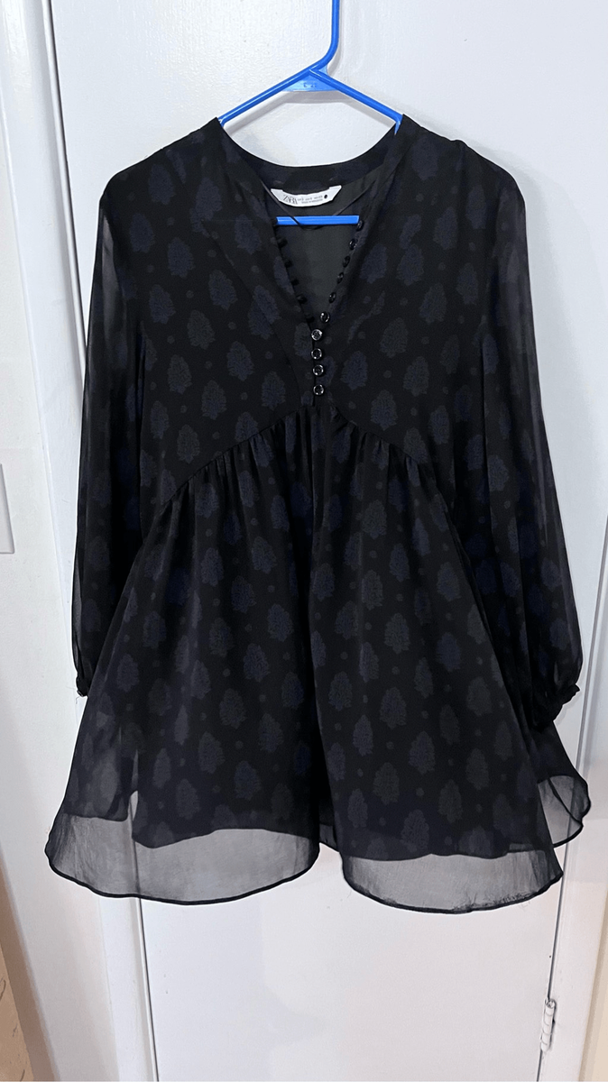 black dress with white feathers YFB Delphine Chiffon Dress Kaleidoscope Tie Dye XS
