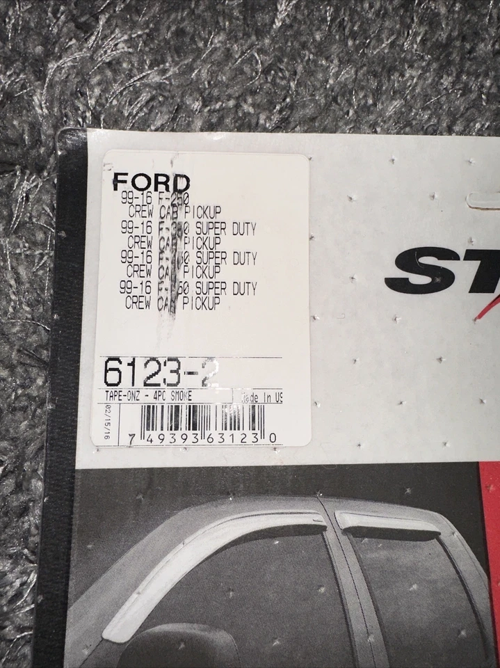 Stampede Tape-Onz Deflectores de viento lateral Humo, 4 piezas Ford F250 6123-2, 1999-2016 Foto 3 de 4