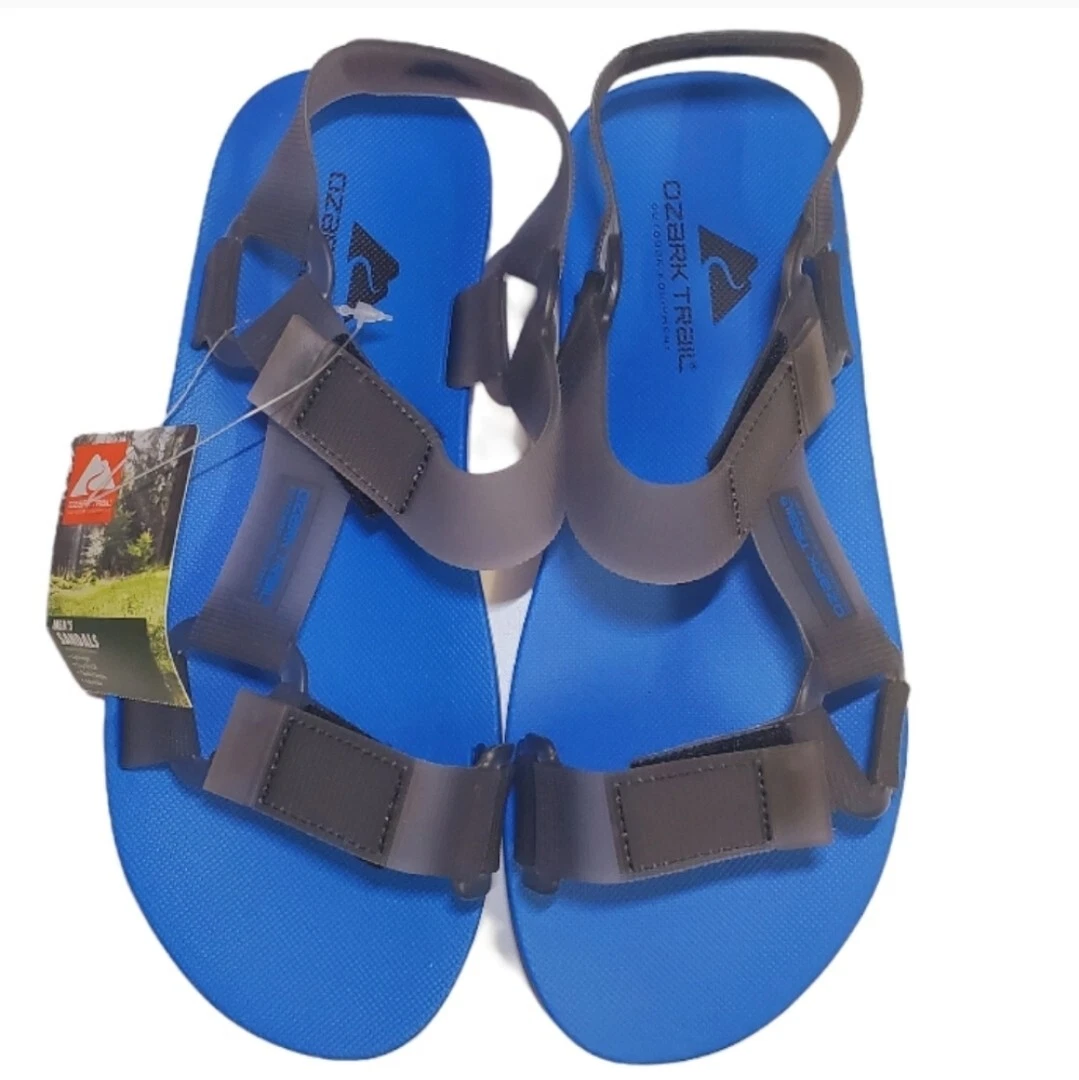 #419 New Blue Mens Ozarks Trail Comfort Jelly Strap Shoes Sport Sandals Size 13