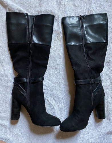 Black Just Fab Jonica Heeled Boots Size 
