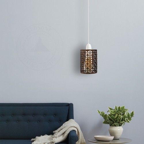 Metal Cylinder Easy Fit Lampshade Ceiling Pendant Light Shade Wire Cage Lighting - Picture 16 of 150