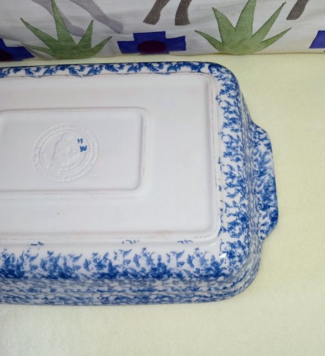 Roseville GERALD HENN Spongeware~9x13 Baking Casserole Dish~GORGEOUS Blue~ 4 Qt. - Picture 9 of 11