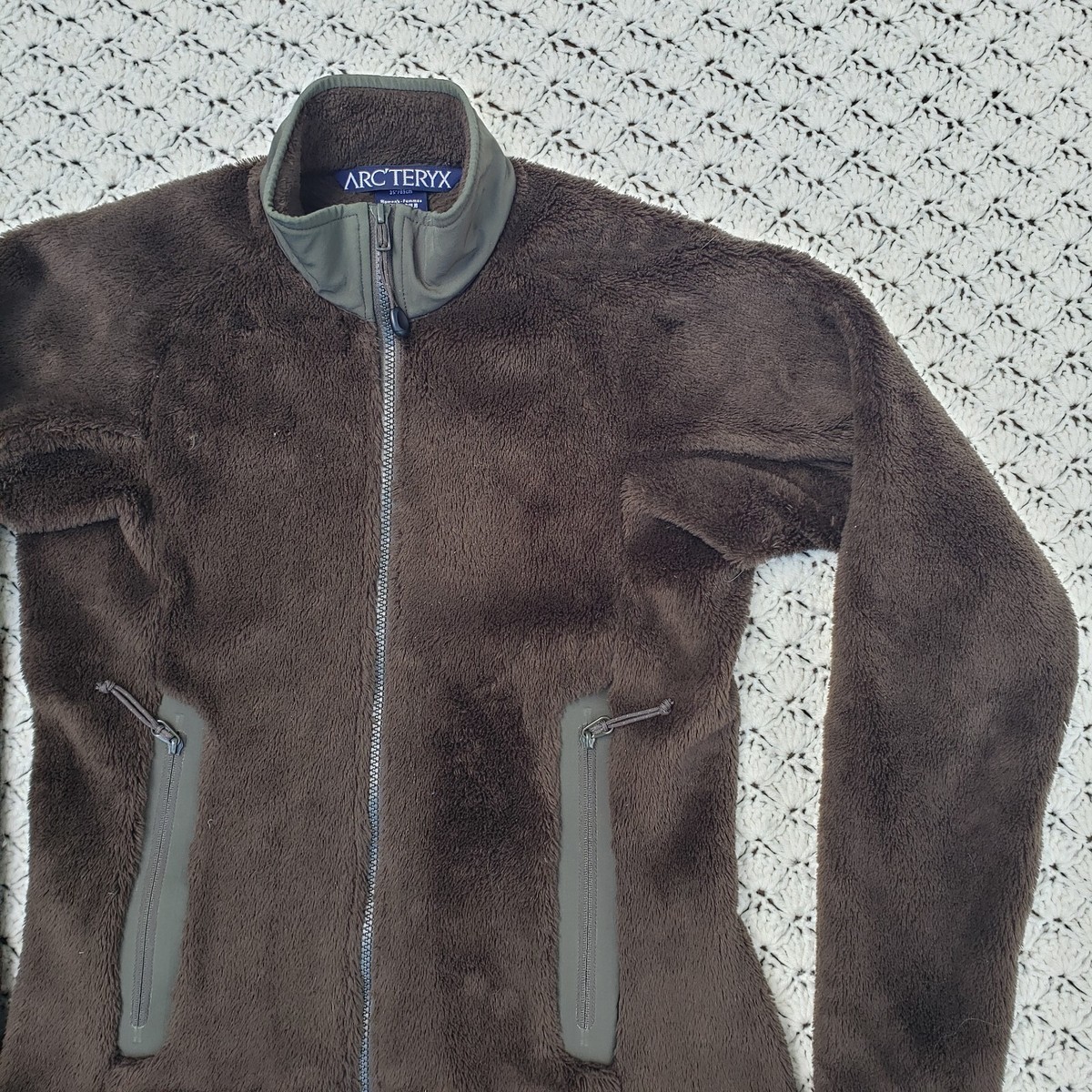 Vtg Arcteryx Womens Delta Fuzzy High Pile Polartec Fleece Jacket Brown  Small