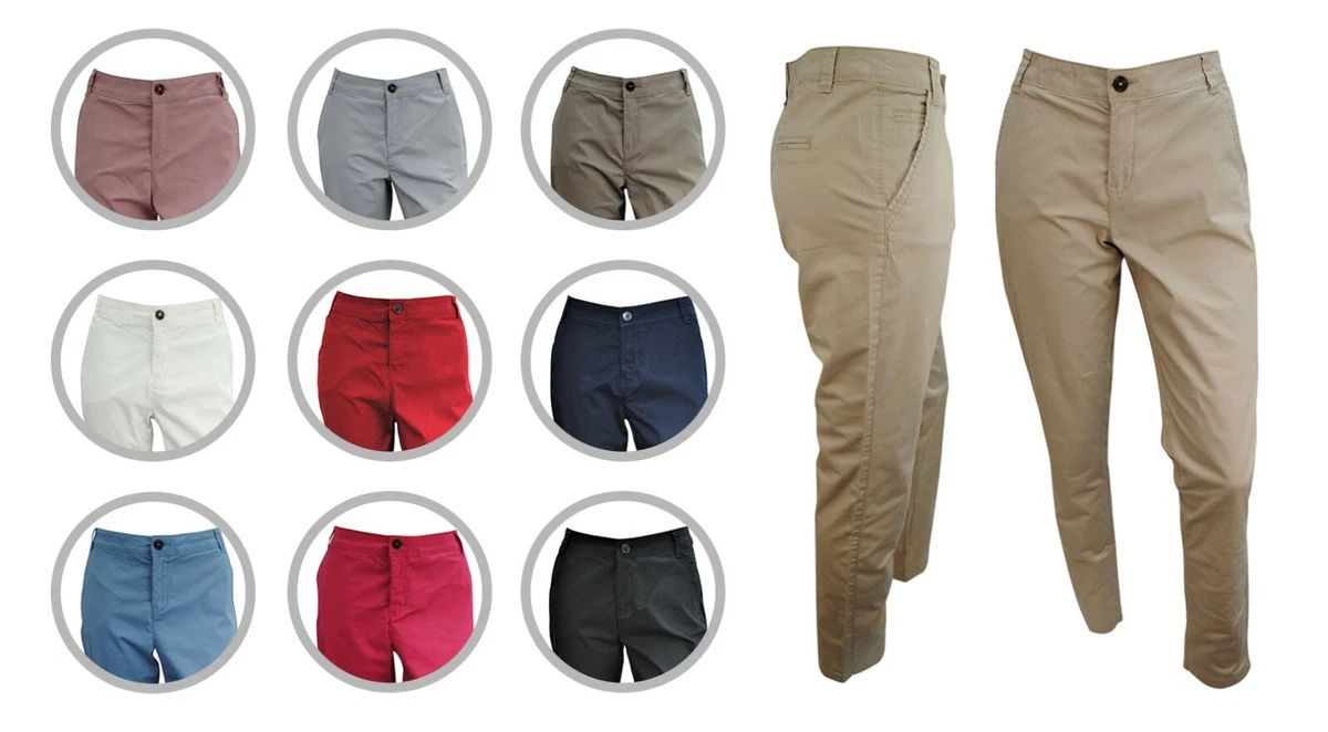 Womens C A Twill Chino Casual Cotton Trousers Size 6 to 20 Pants