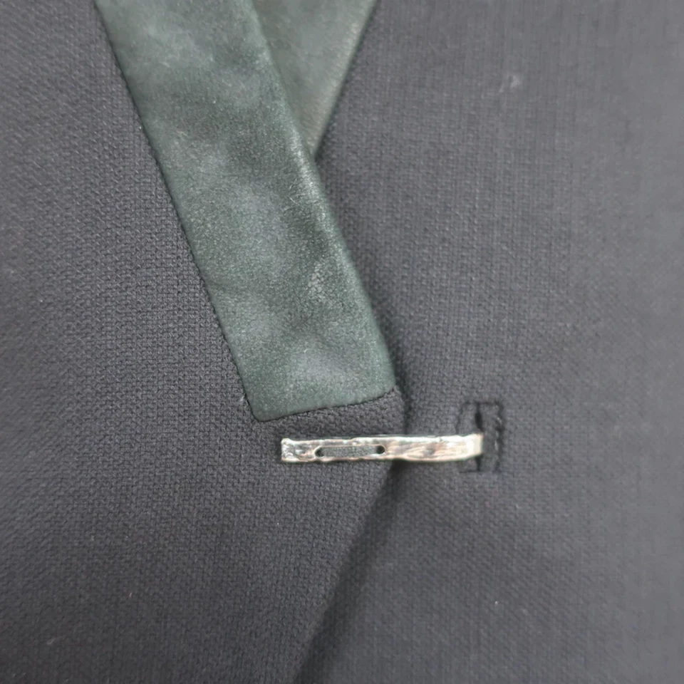 Chaqueta Helmut Lang Negra Cuero Bordado Lana Elástica Talla 0 Foto 2 de 4