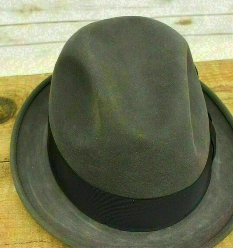 Vintage Royal Stetson Grey Fedora Hat Band & Feathers Size 6 7/8 Original Box - Picture 7 of 12