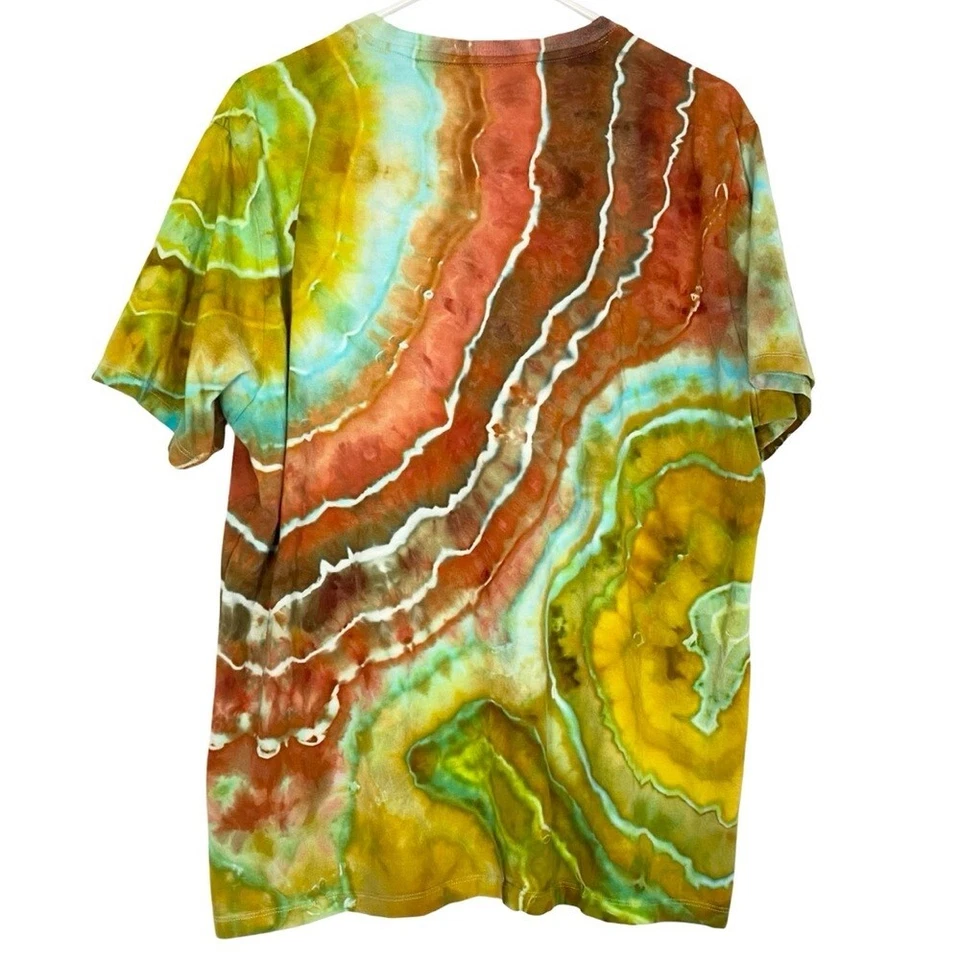 Camiseta Hecha a Mano Geode Tie Dye Para Hombres Talla XL Cuello Redondo Manga Corta Multi Camisa Foto 2 de 4