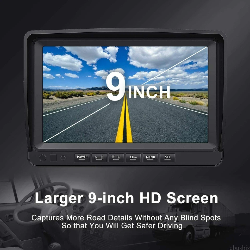 9" Quad Split Monitor DVR AHD 1080P Rear View Backup Camera System FOR Truck RV - Image 2 of 4