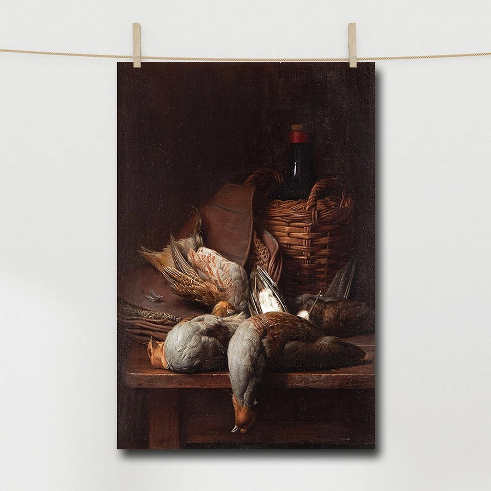 Bodegón de pájaros y vino clásico lienzo pintura retro arte de pared impresión Foto 2 de 4