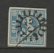 Germany states 1849 BAVARIA  3 Kreuzer Numeral issue used  $ 105.00