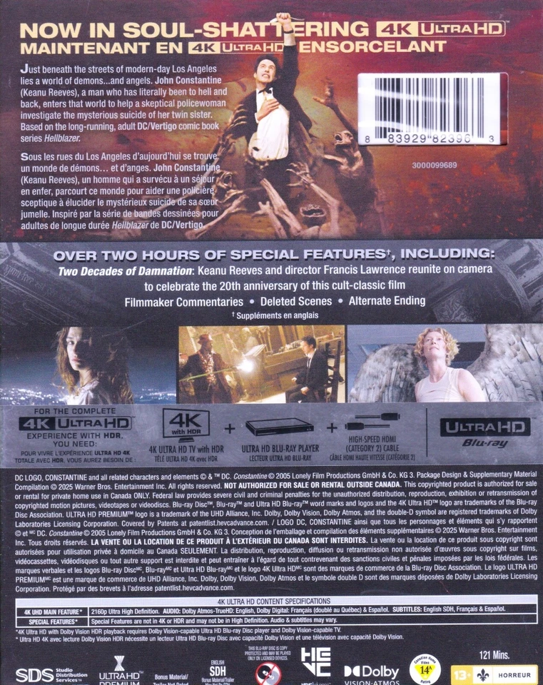 CONSTANTINE 4K ULTRA HD SET with Keanu Reeves & Rachel Weisz & Tilda Swinton - Image 2 of 4